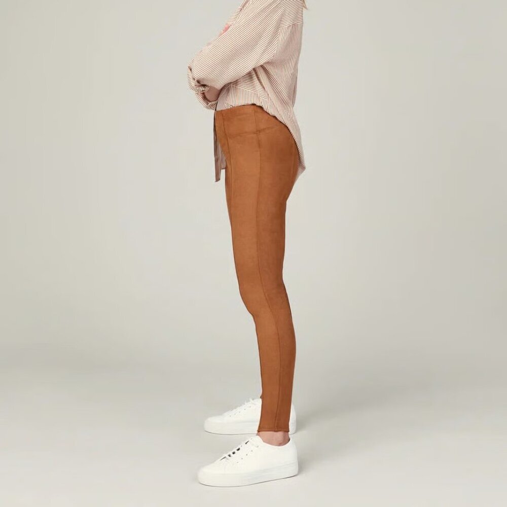 Spanx High Waist Faux Suede Leggings in Rich Camel